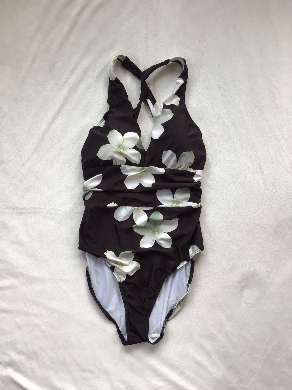 Ralph Lauren Black Floral One Piece Swimsuit, SZ 10